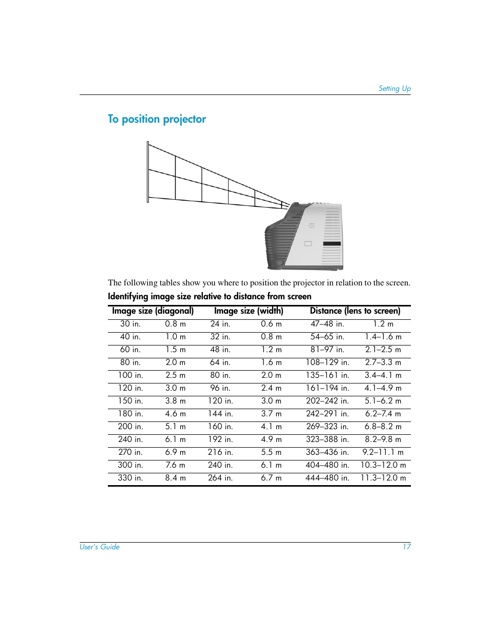 To position projector | HP mp3130 Digital Projector User Manual | Page 17 / 84