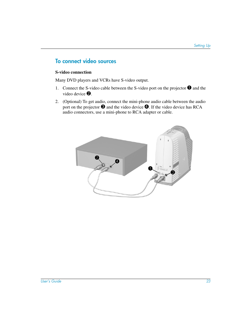 To connect video sources | HP mp3130 Digital Projector User Manual | Page 23 / 84