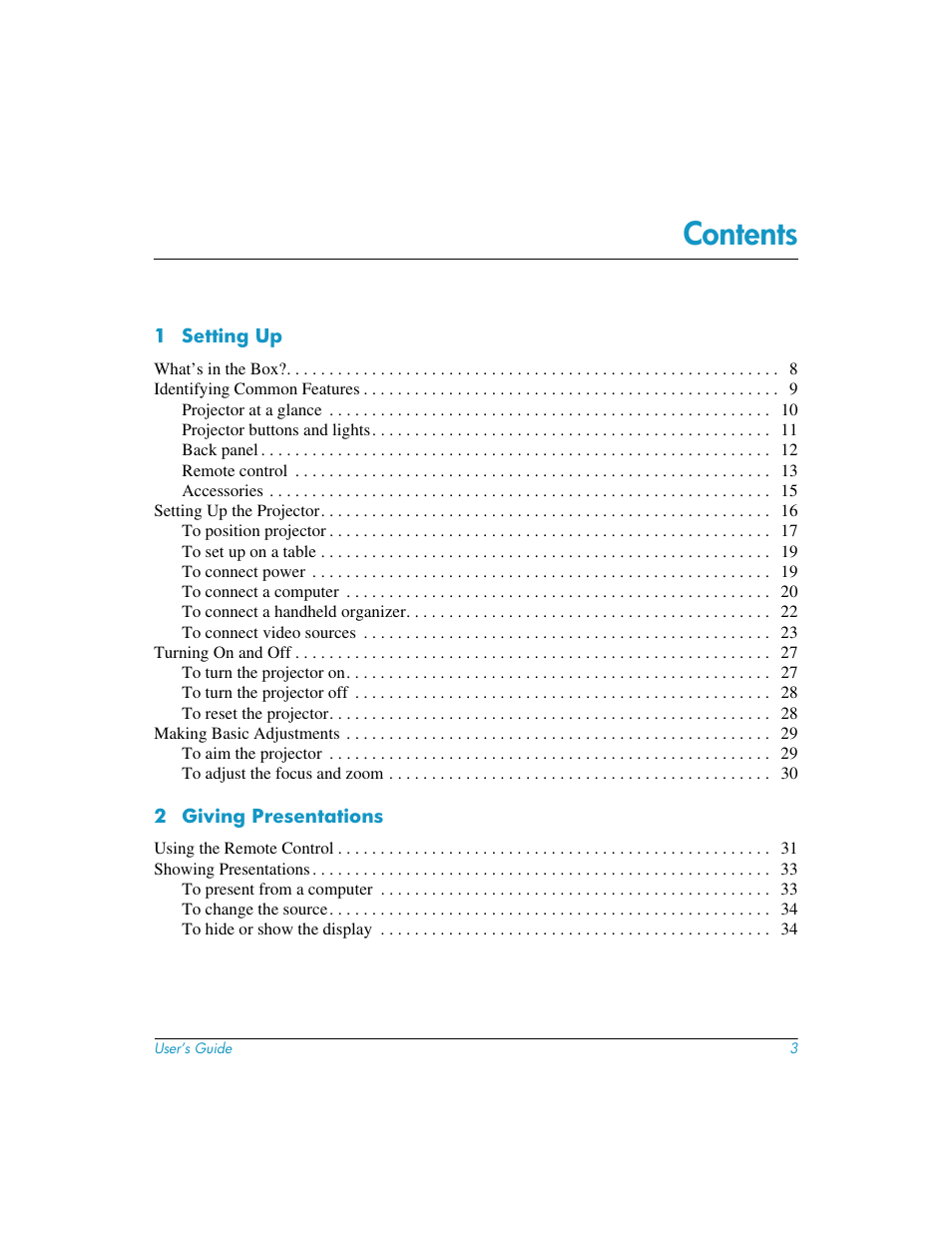 HP mp3130 Digital Projector User Manual | Page 3 / 84