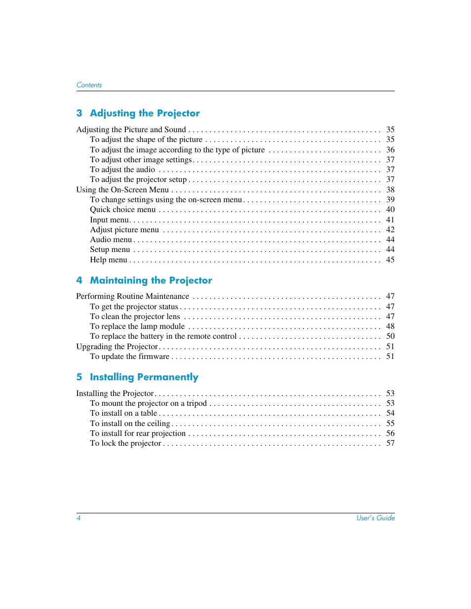 HP mp3130 Digital Projector User Manual | Page 4 / 84