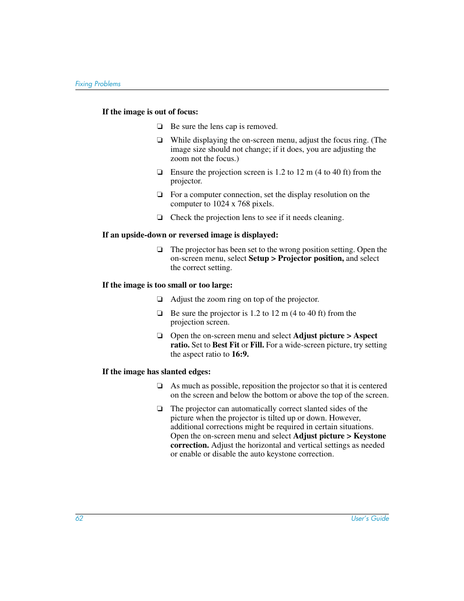 HP mp3130 Digital Projector User Manual | Page 62 / 84