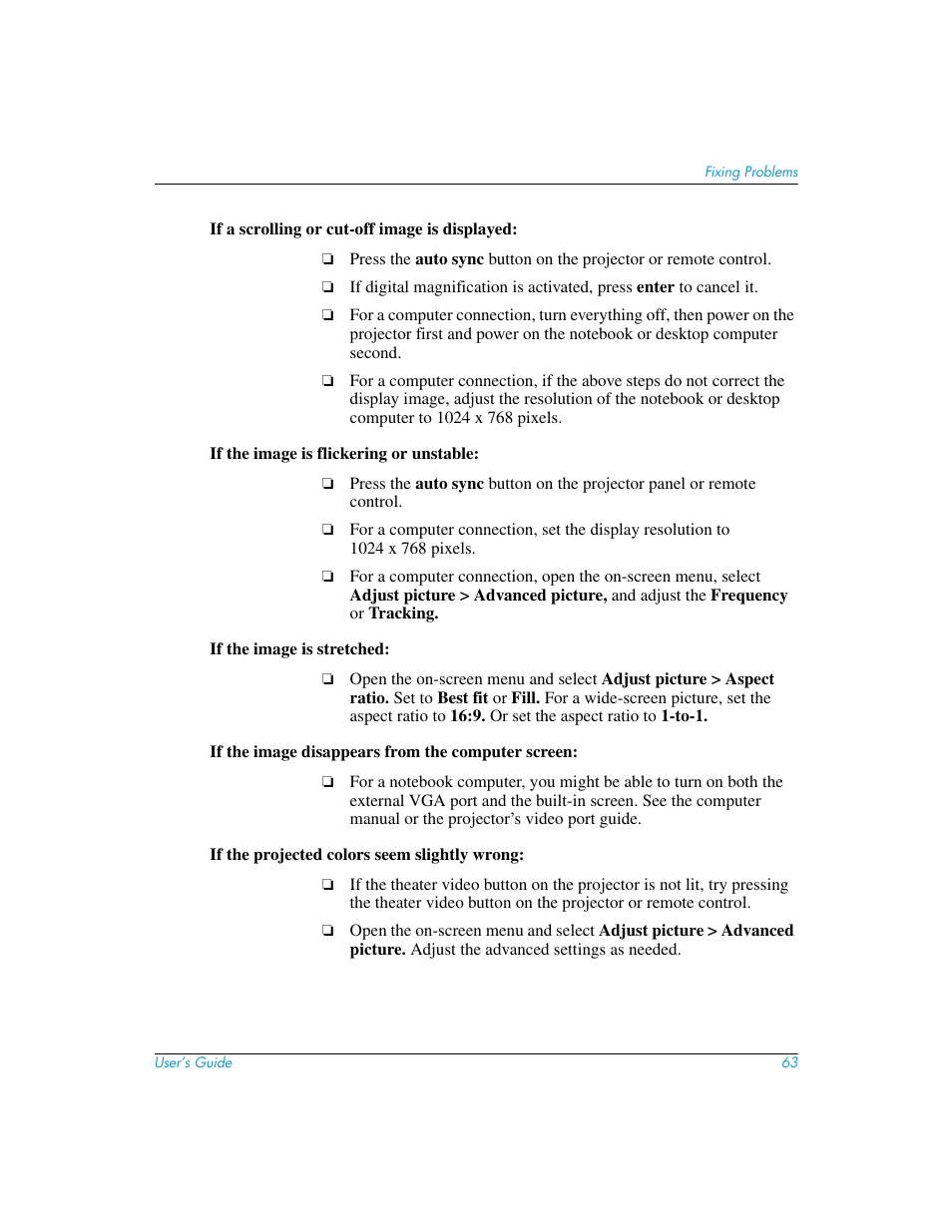 HP mp3130 Digital Projector User Manual | Page 63 / 84