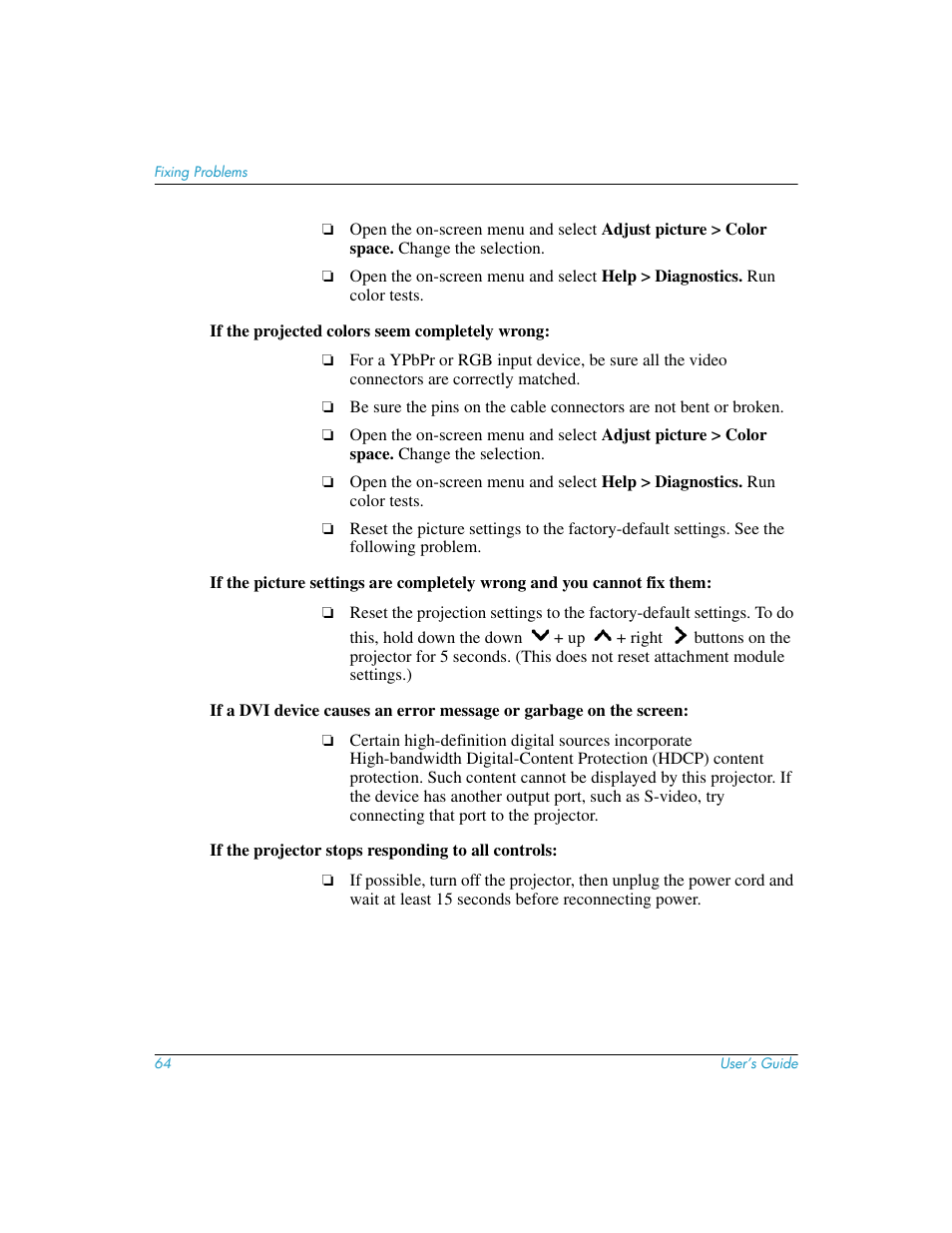 HP mp3130 Digital Projector User Manual | Page 64 / 84