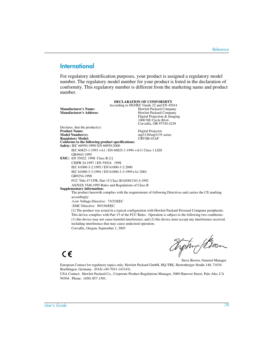 International | HP mp3130 Digital Projector User Manual | Page 79 / 84