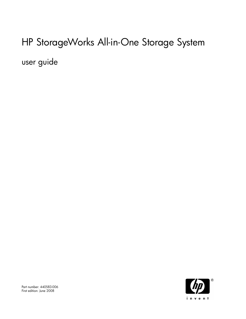 HP StorageWorks 1200r All-in-One Storage System User Manual | 216 pages