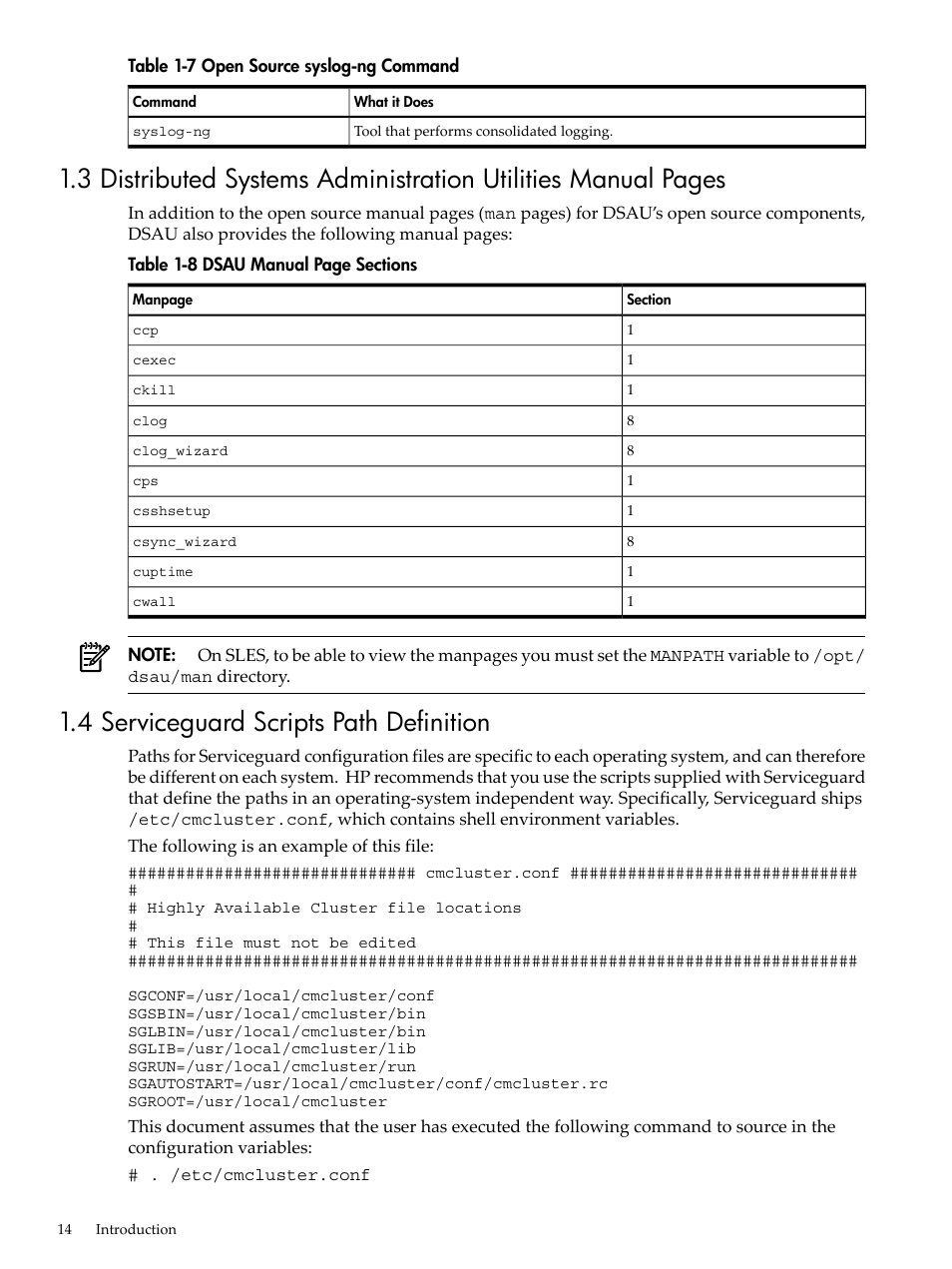 4 serviceguard scripts path definition, Open source syslog-ng command | HP Linux Server Management Software User Manual | Page 14 / 98