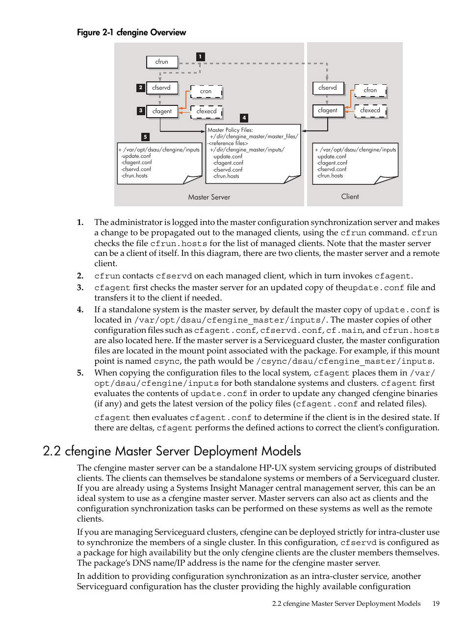 2 cfengine master server deployment models, Cfengine overview | HP Linux Server Management Software User Manual | Page 19 / 98