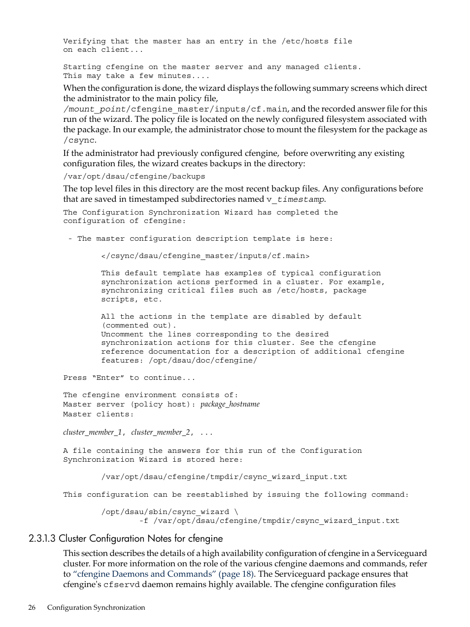 3 cluster configuration notes for cfengine | HP Linux Server Management Software User Manual | Page 26 / 98