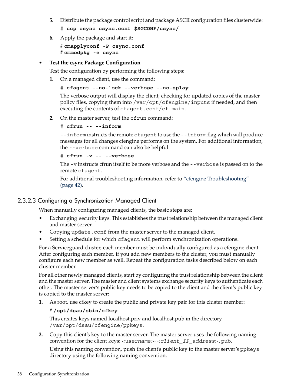 3 configuring a synchronization managed client | HP Linux Server Management Software User Manual | Page 38 / 98