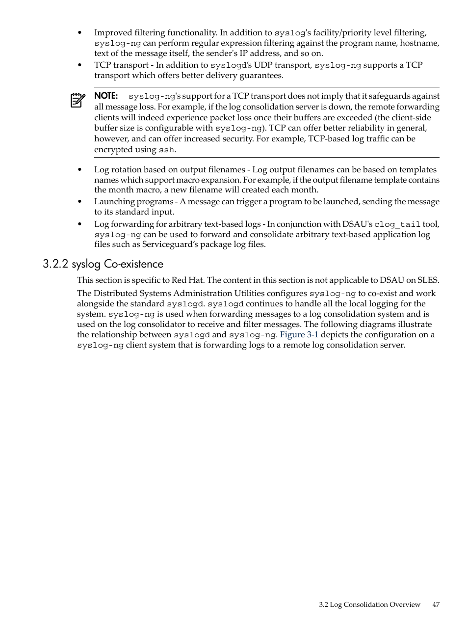 2 syslog co-existence | HP Linux Server Management Software User Manual | Page 47 / 98