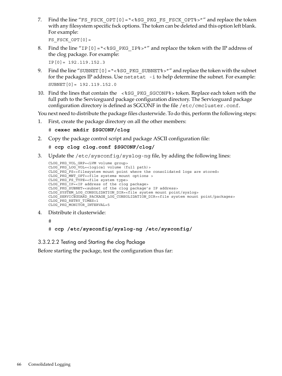 2 testing and starting the clog package | HP Linux Server Management Software User Manual | Page 66 / 98