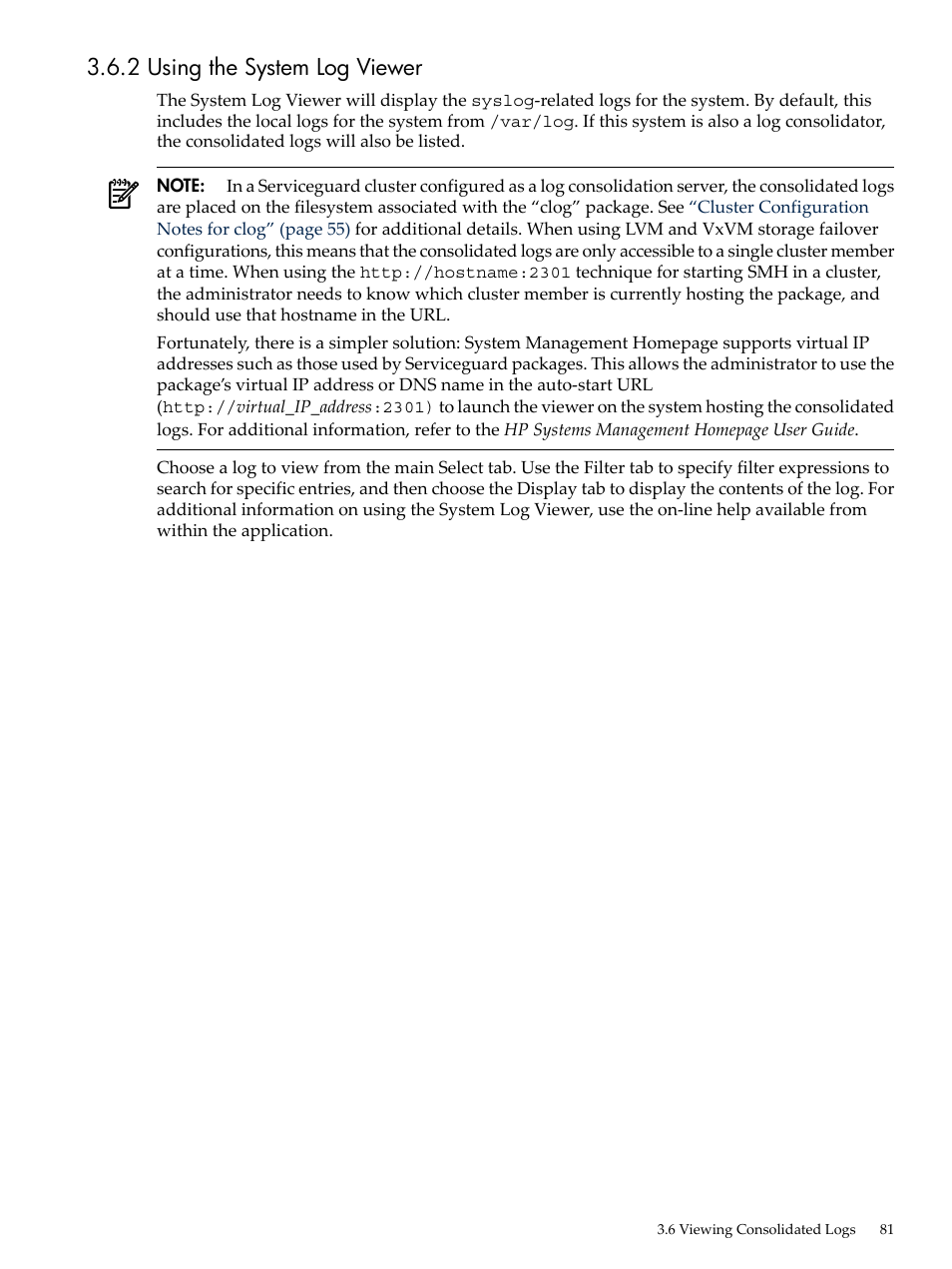 2 using the system log viewer | HP Linux Server Management Software User Manual | Page 81 / 98