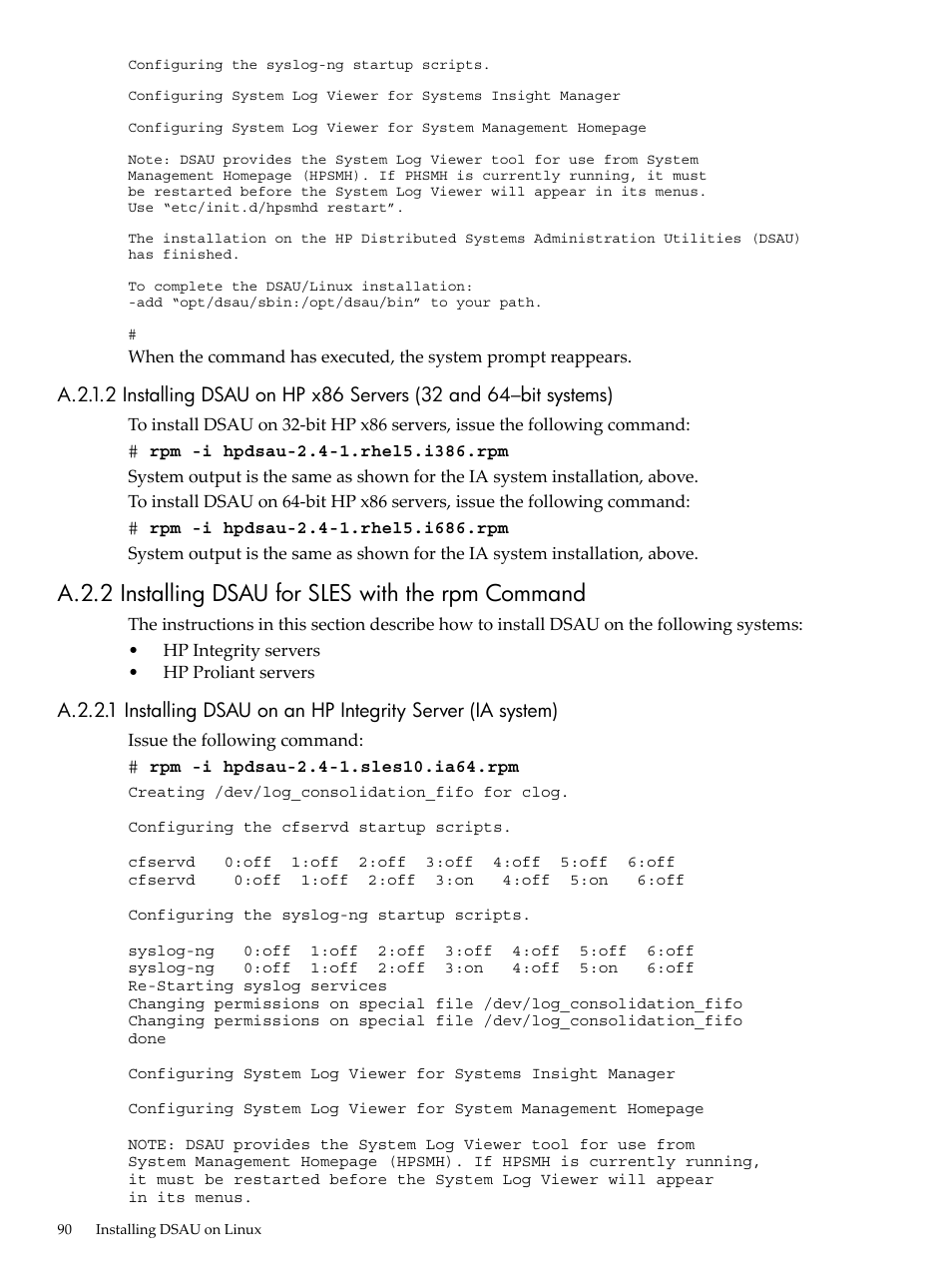 HP Linux Server Management Software User Manual | Page 90 / 98