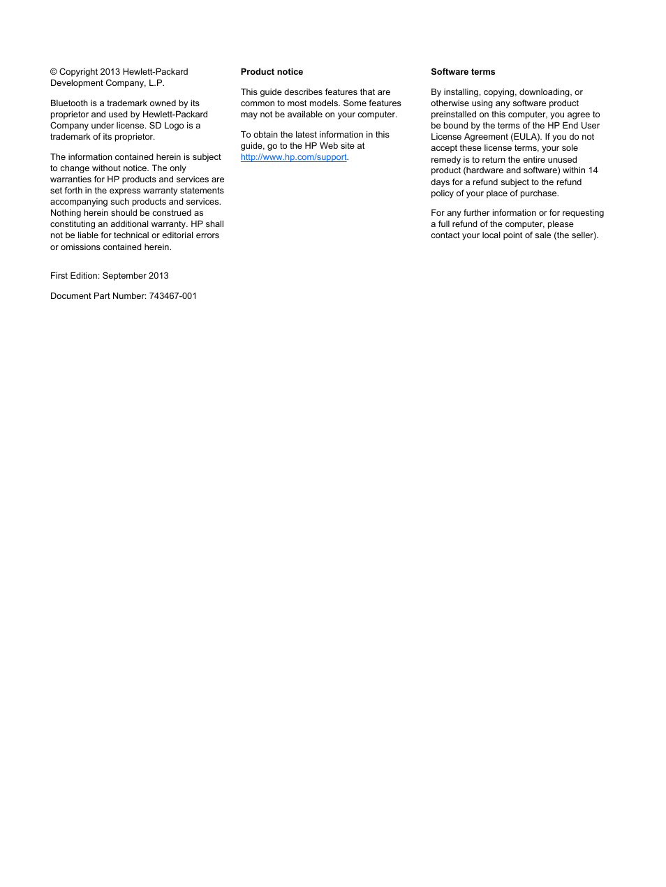 HP ProBook 450 G1 Notebook PC User Manual | Page 2 / 95