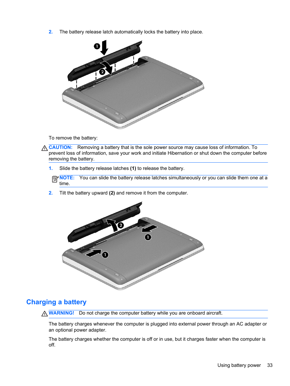 Charging a battery | HP ProBook 450 G1 Notebook PC User Manual | Page 43 / 95