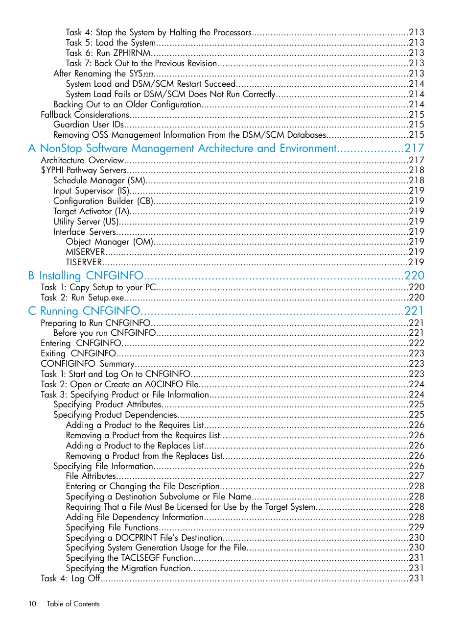 B installing cnfginfo, C running cnfginfo | HP Integrity NonStop H-Series User Manual | Page 10 / 252
