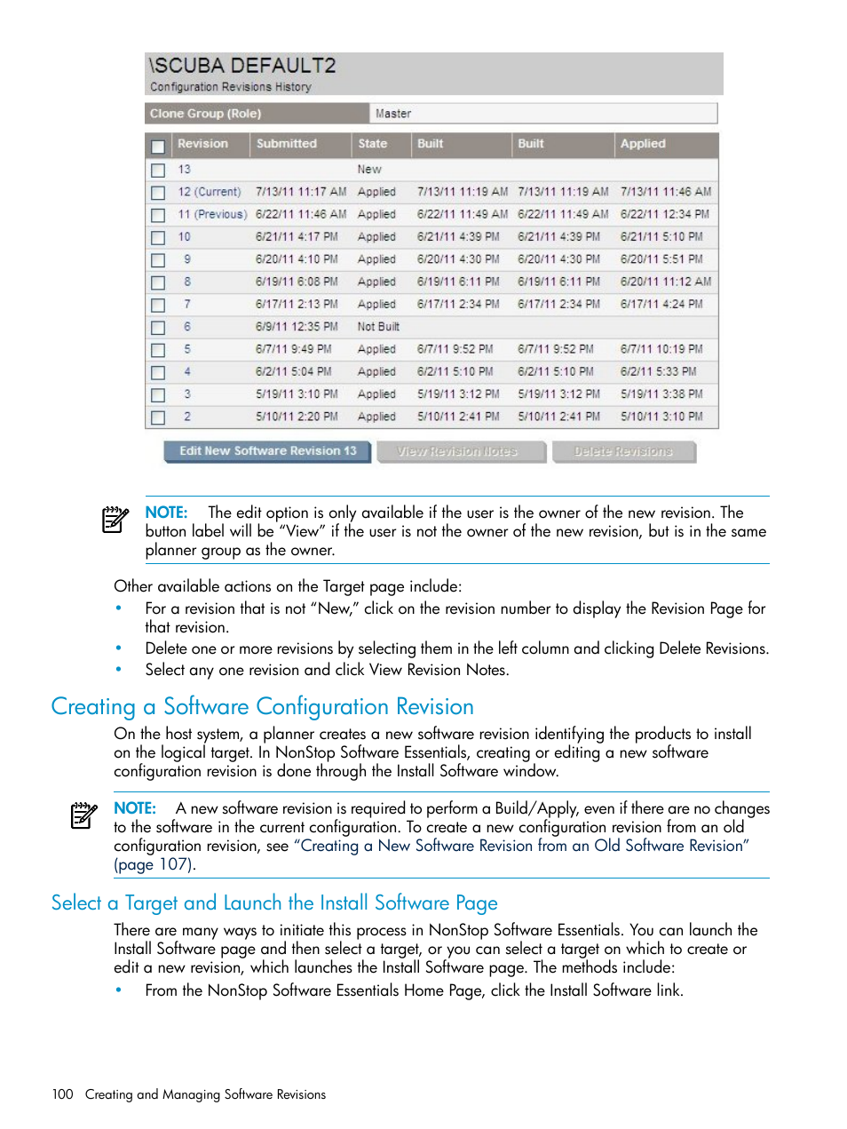 Creating a software configuration revision | HP Integrity NonStop H-Series User Manual | Page 100 / 252