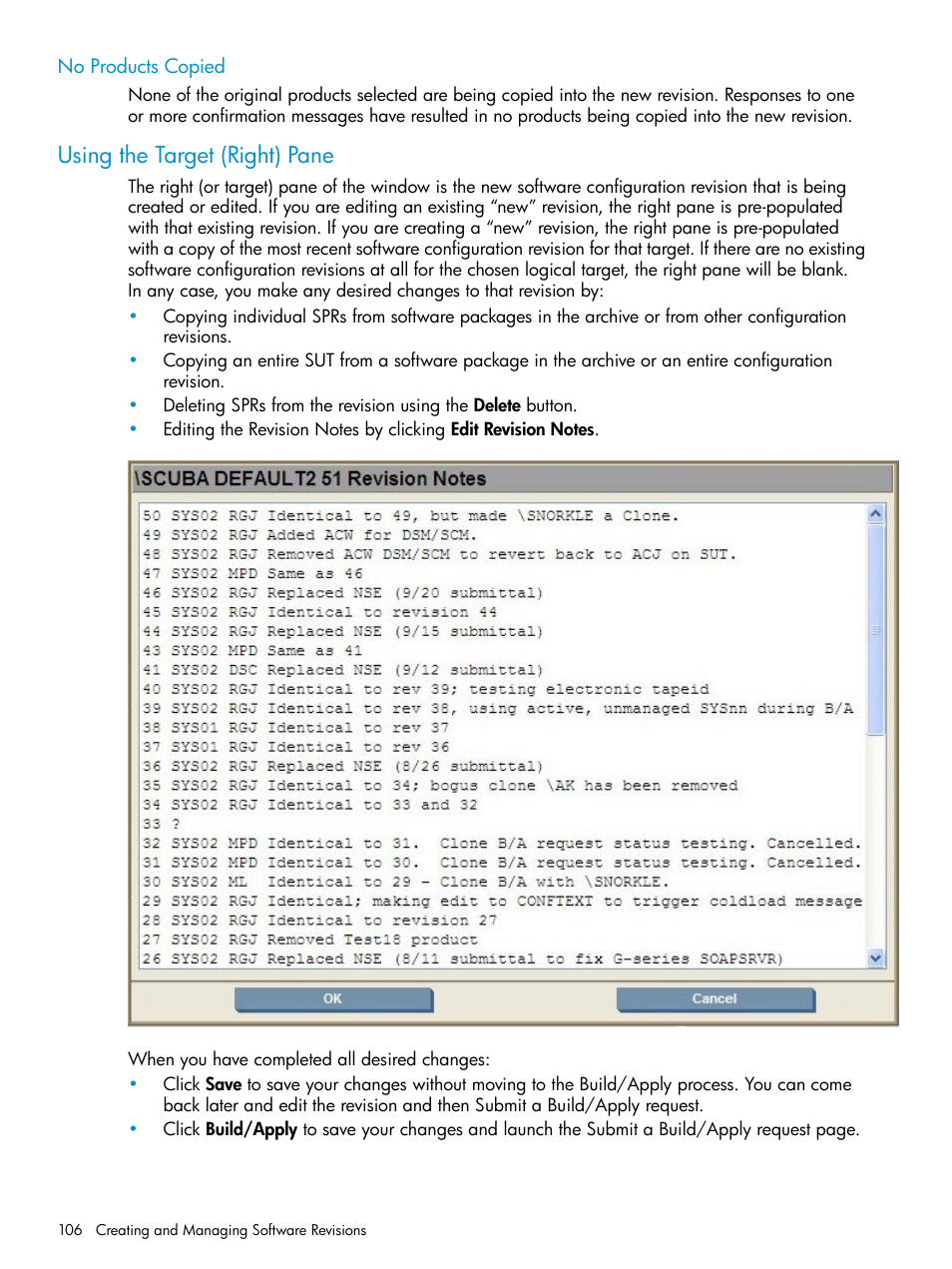 No products copied, Using the target (right) pane | HP Integrity NonStop H-Series User Manual | Page 106 / 252