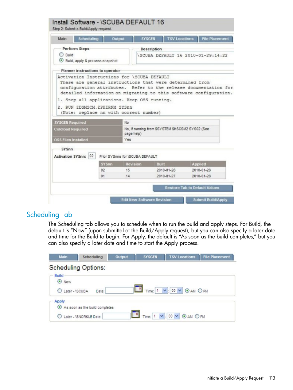 Scheduling tab | HP Integrity NonStop H-Series User Manual | Page 113 / 252