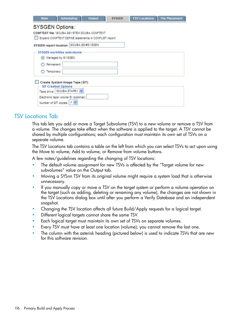 Tsv locations tab | HP Integrity NonStop H-Series User Manual | Page 116 / 252