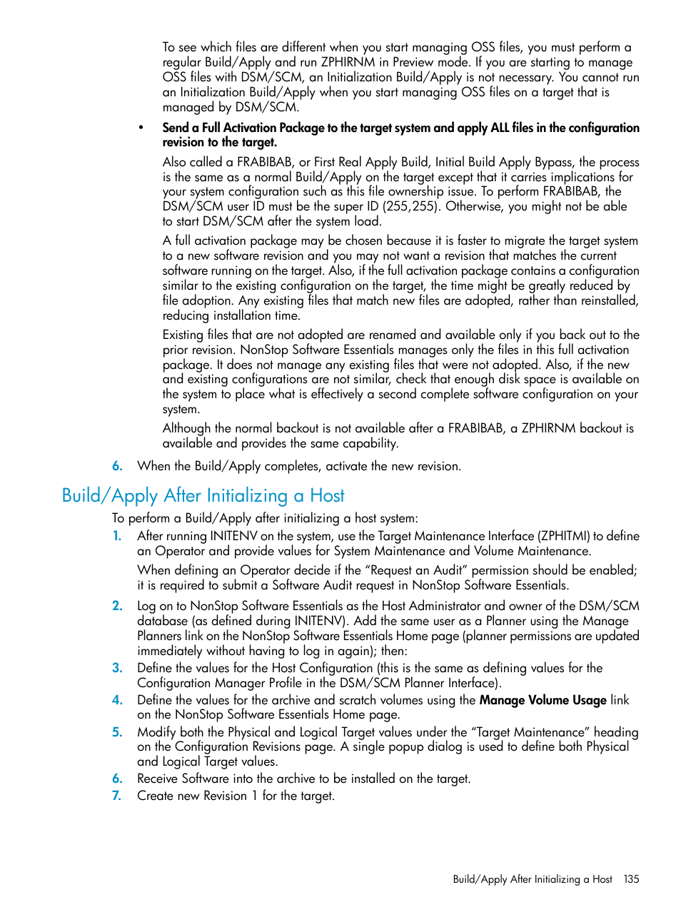 Build/apply after initializing a host | HP Integrity NonStop H-Series User Manual | Page 135 / 252