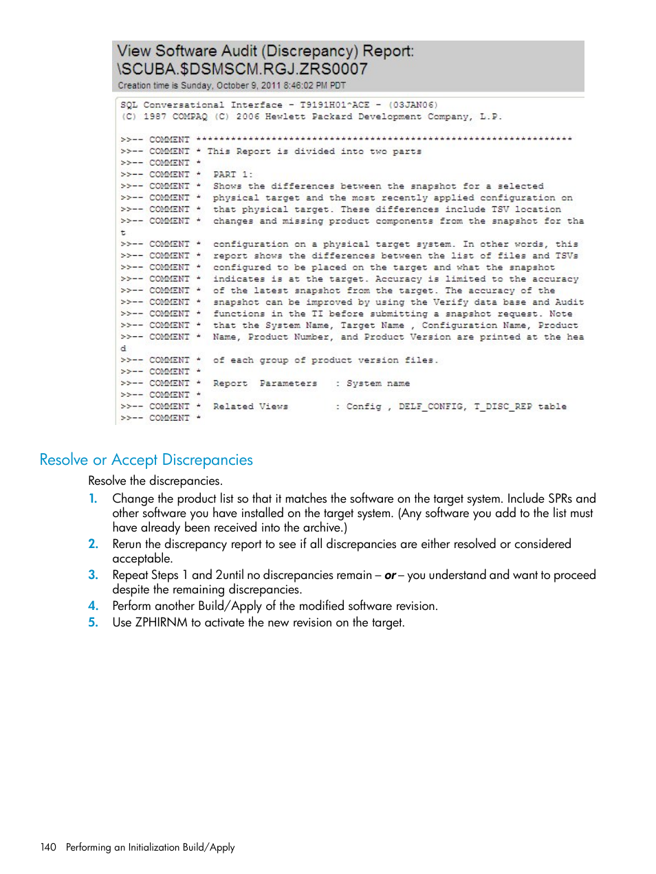 Resolve or accept discrepancies | HP Integrity NonStop H-Series User Manual | Page 140 / 252