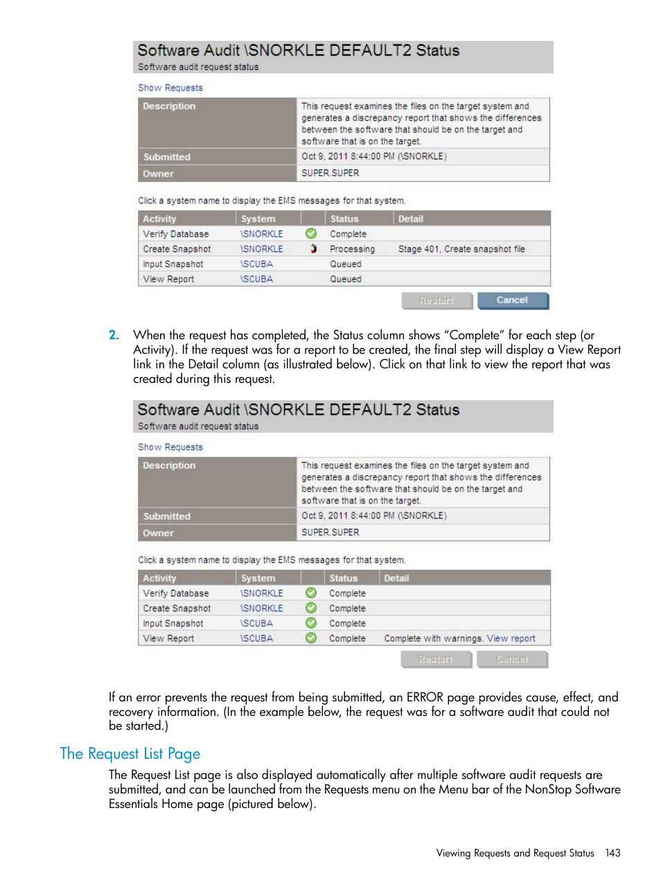 The request list page | HP Integrity NonStop H-Series User Manual | Page 143 / 252