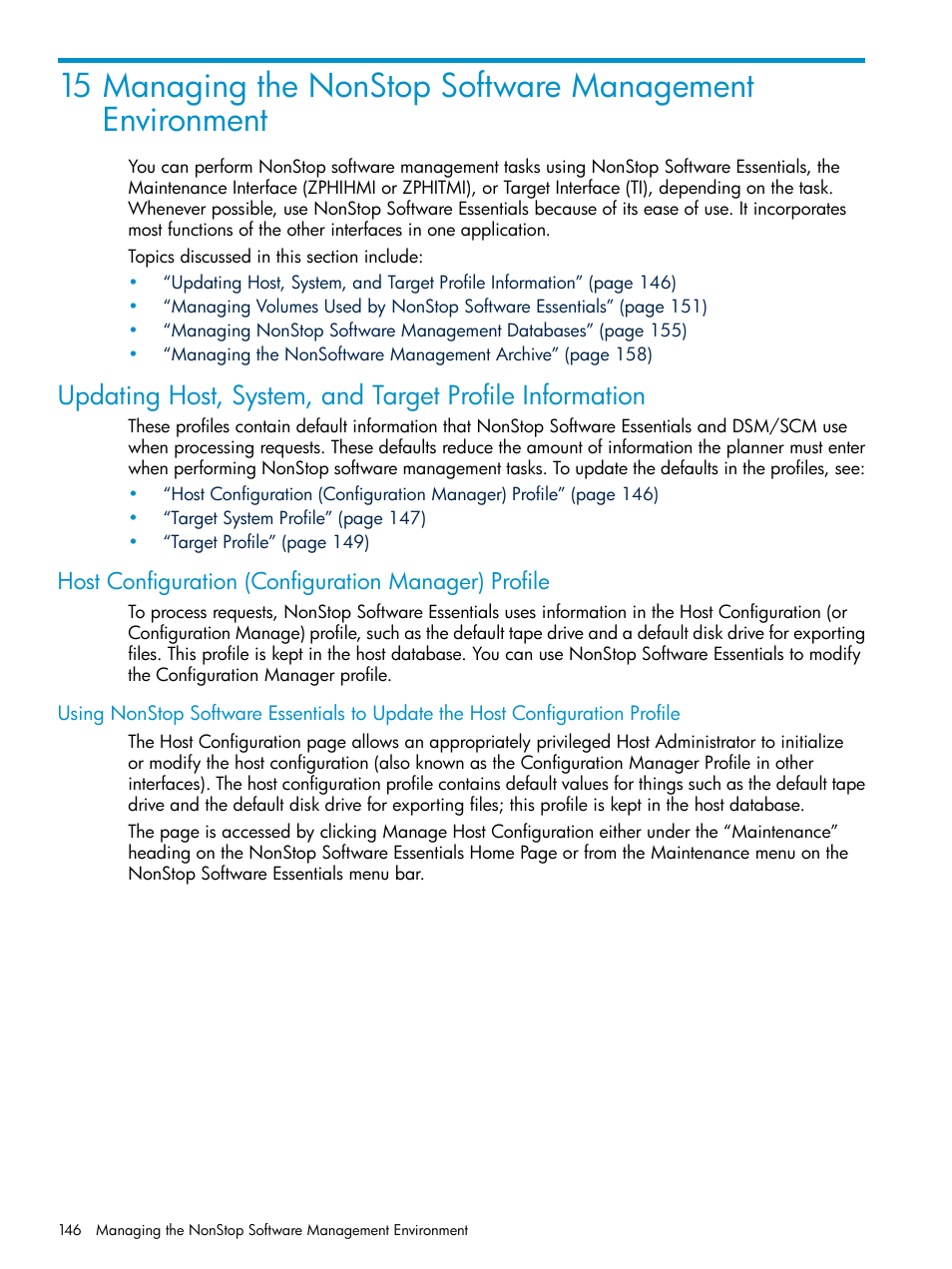 Host configuration (configuration manager) profile, Host configuration (configuration manager), Host configuration | Using nonstop software essentials to update | HP Integrity NonStop H-Series User Manual | Page 146 / 252