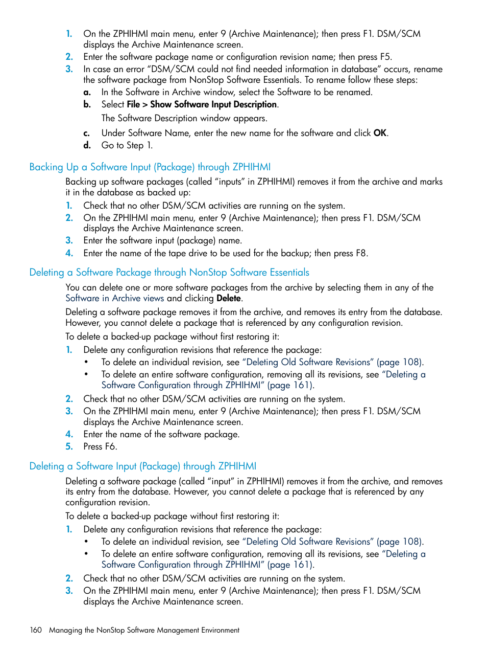 Backing up a software input | HP Integrity NonStop H-Series User Manual | Page 160 / 252