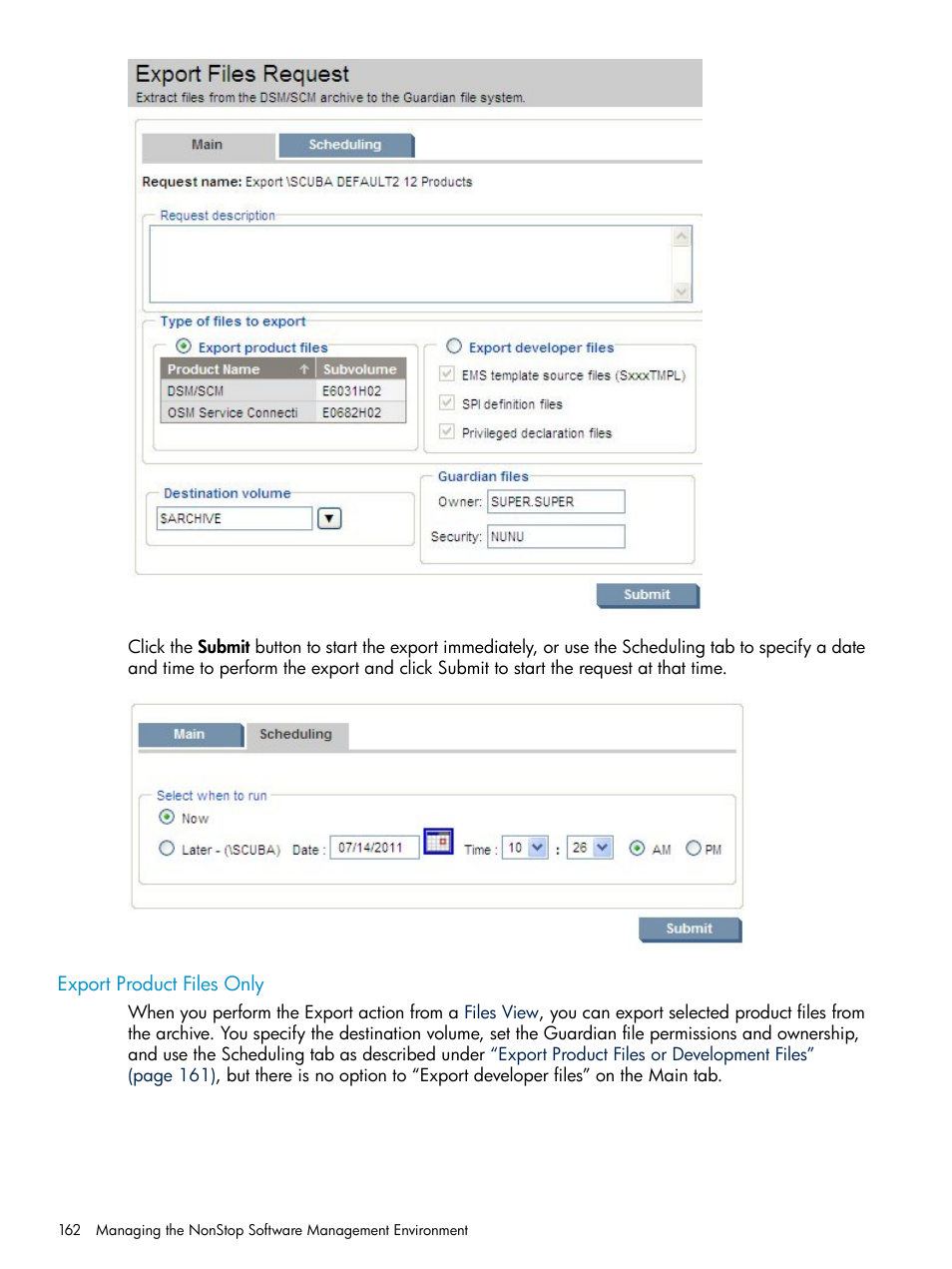 Export product files only | HP Integrity NonStop H-Series User Manual | Page 162 / 252