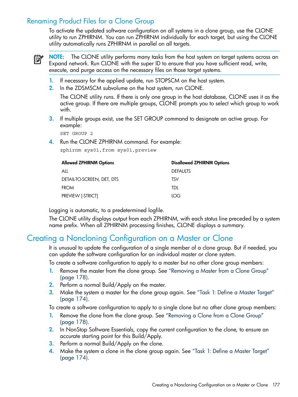 Renaming product files for a clone group, Renaming | HP Integrity NonStop H-Series User Manual | Page 177 / 252