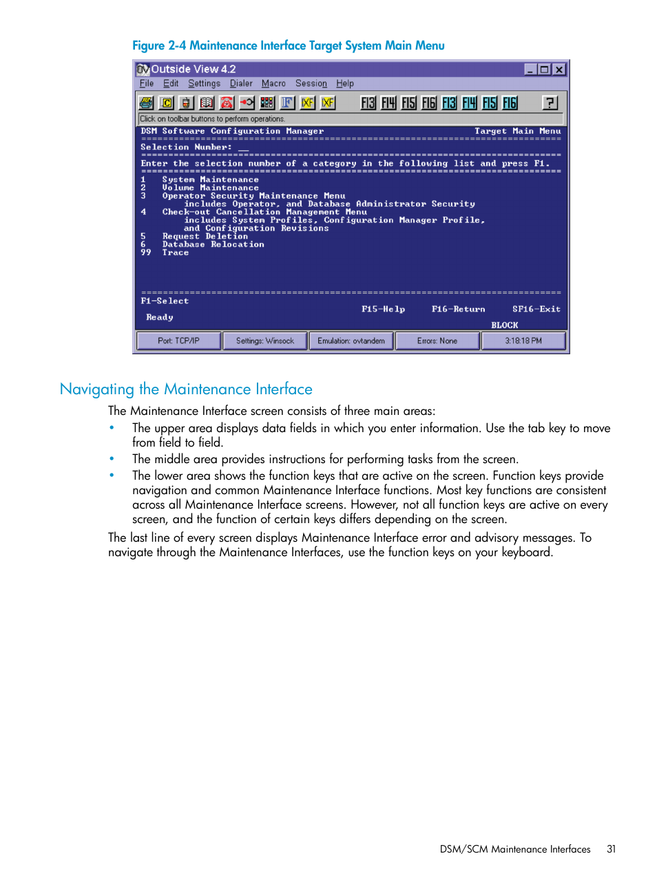 Navigating the maintenance interface | HP Integrity NonStop H-Series User Manual | Page 31 / 252