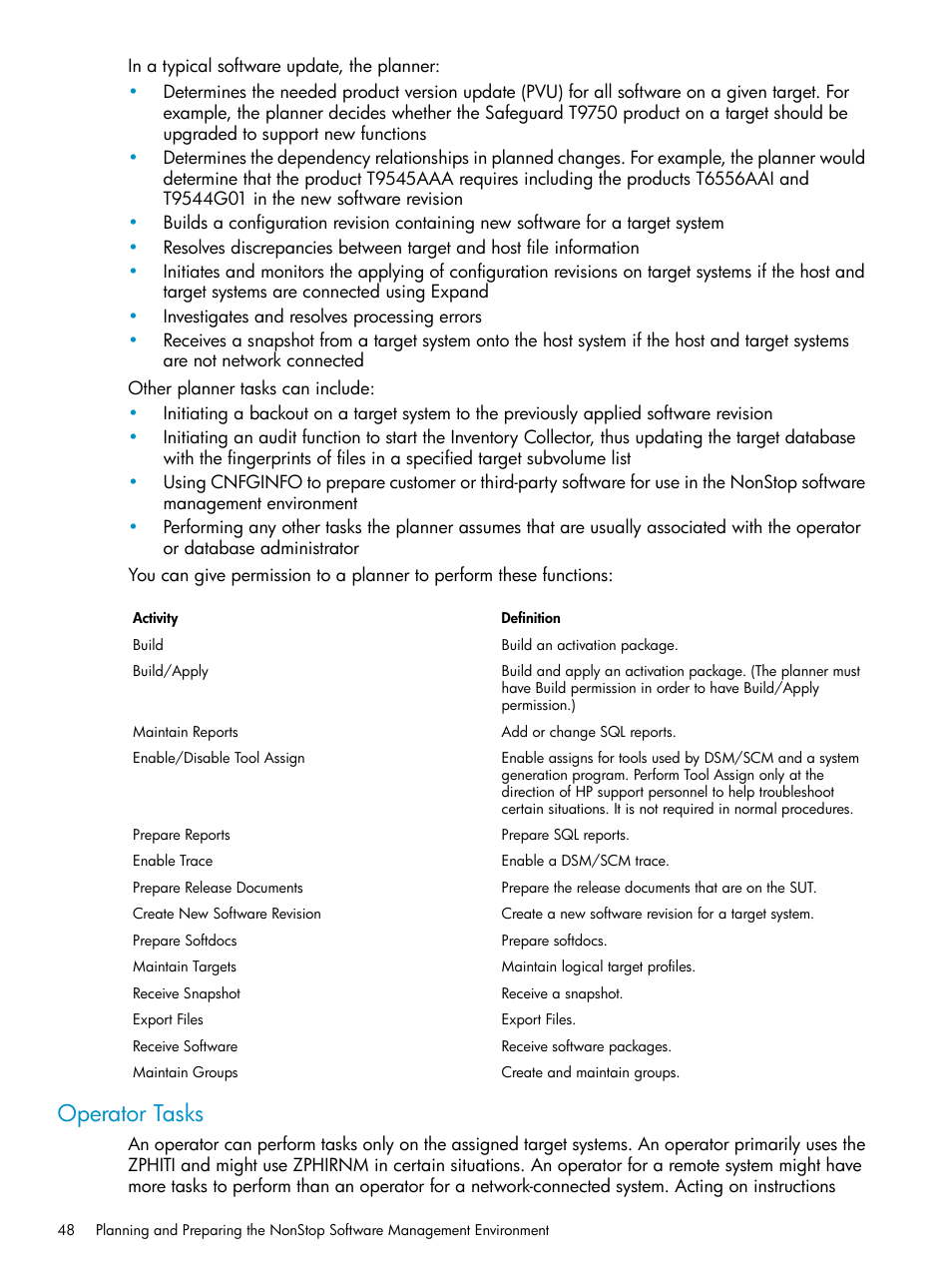 Operator tasks | HP Integrity NonStop H-Series User Manual | Page 48 / 252