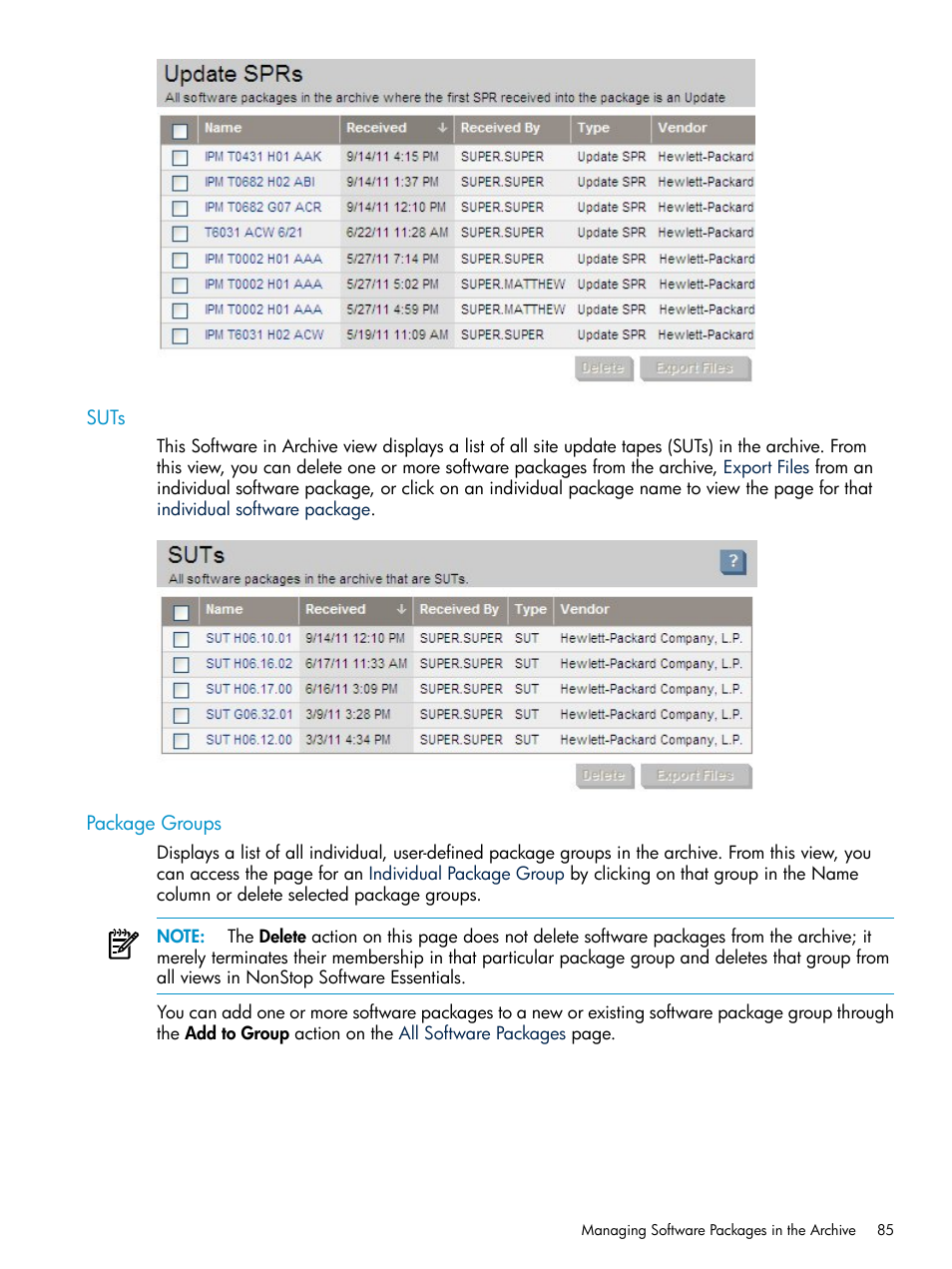 Suts, Package groups, Suts package groups | HP Integrity NonStop H-Series User Manual | Page 85 / 252