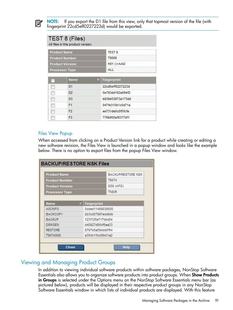 Viewing and managing product groups | HP Integrity NonStop H-Series User Manual | Page 91 / 252