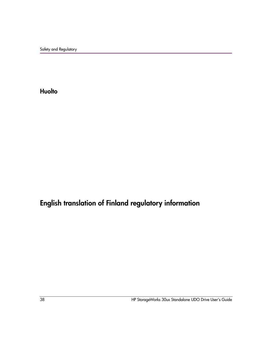 Huolto | HP StorageWorks Ultra Density Optical Storage User Manual | Page 38 / 48