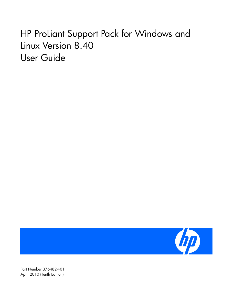 HP ProLiant Support Pack User Manual | 32 pages