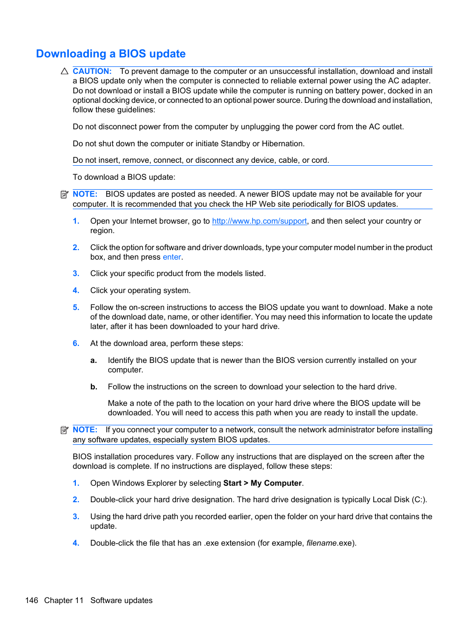 Downloading a bios update | HP ProBook 4320s Notebook-PC User Manual | Page 158 / 190