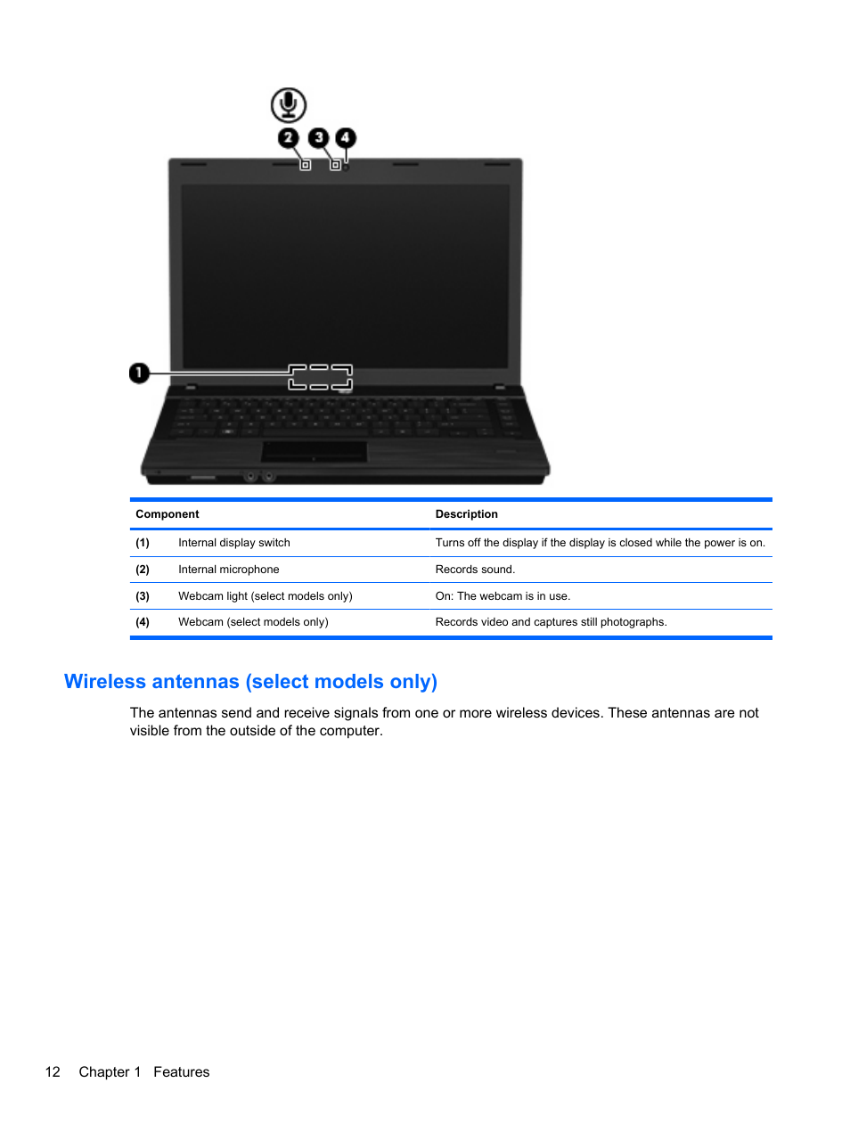 Wireless antennas (select models only) | HP ProBook 4320s Notebook-PC User Manual | Page 24 / 190