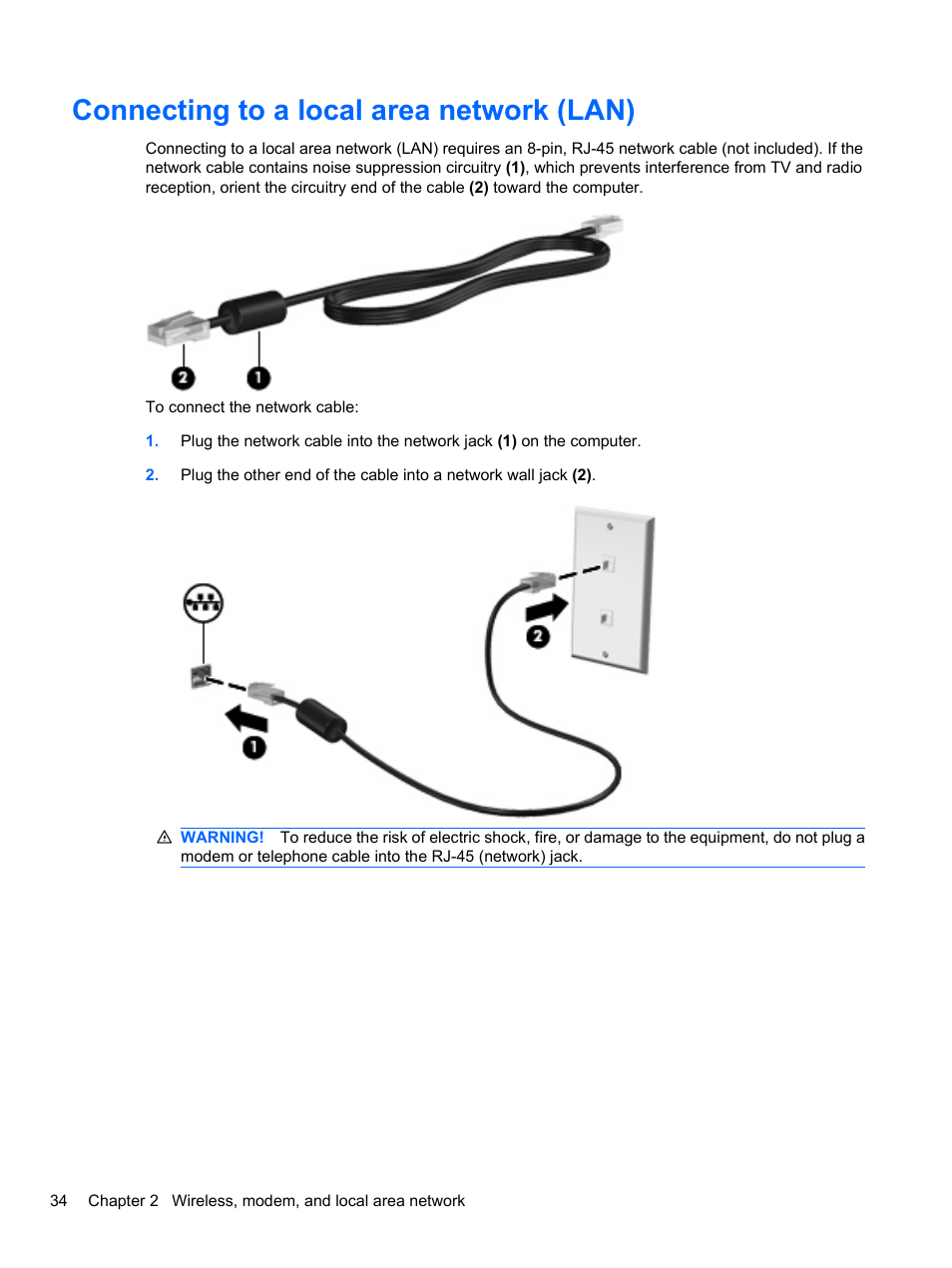 Connecting to a local area network (lan) | HP ProBook 4320s Notebook-PC User Manual | Page 46 / 190