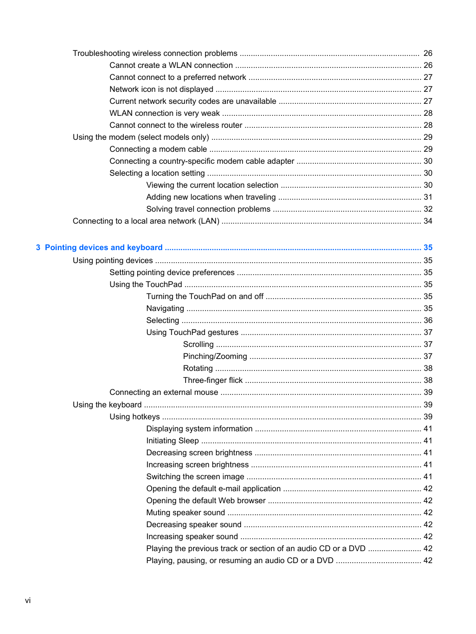 HP ProBook 4320s Notebook-PC User Manual | Page 6 / 190