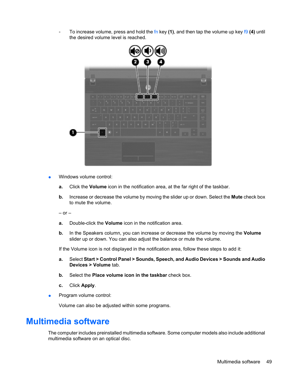 Multimedia software | HP ProBook 4320s Notebook-PC User Manual | Page 61 / 190