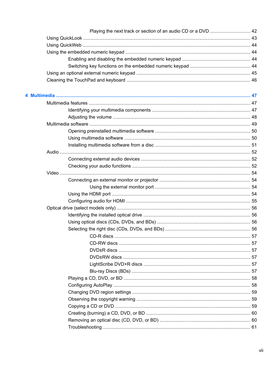 HP ProBook 4320s Notebook-PC User Manual | Page 7 / 190