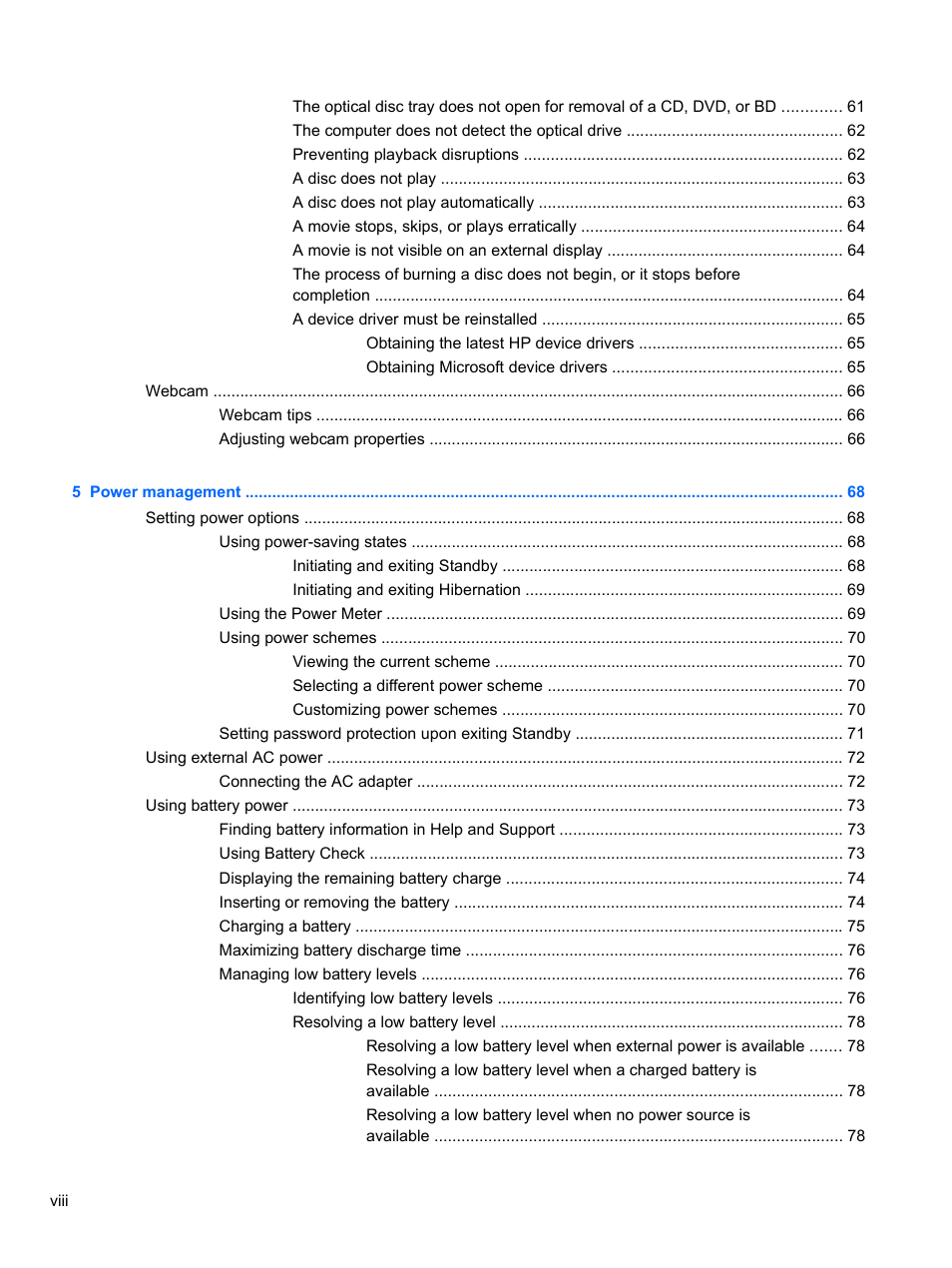 HP ProBook 4320s Notebook-PC User Manual | Page 8 / 190