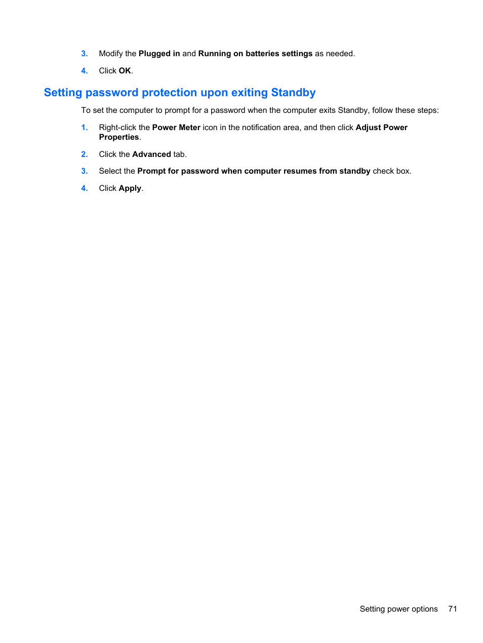 Setting password protection upon exiting standby | HP ProBook 4320s Notebook-PC User Manual | Page 83 / 190