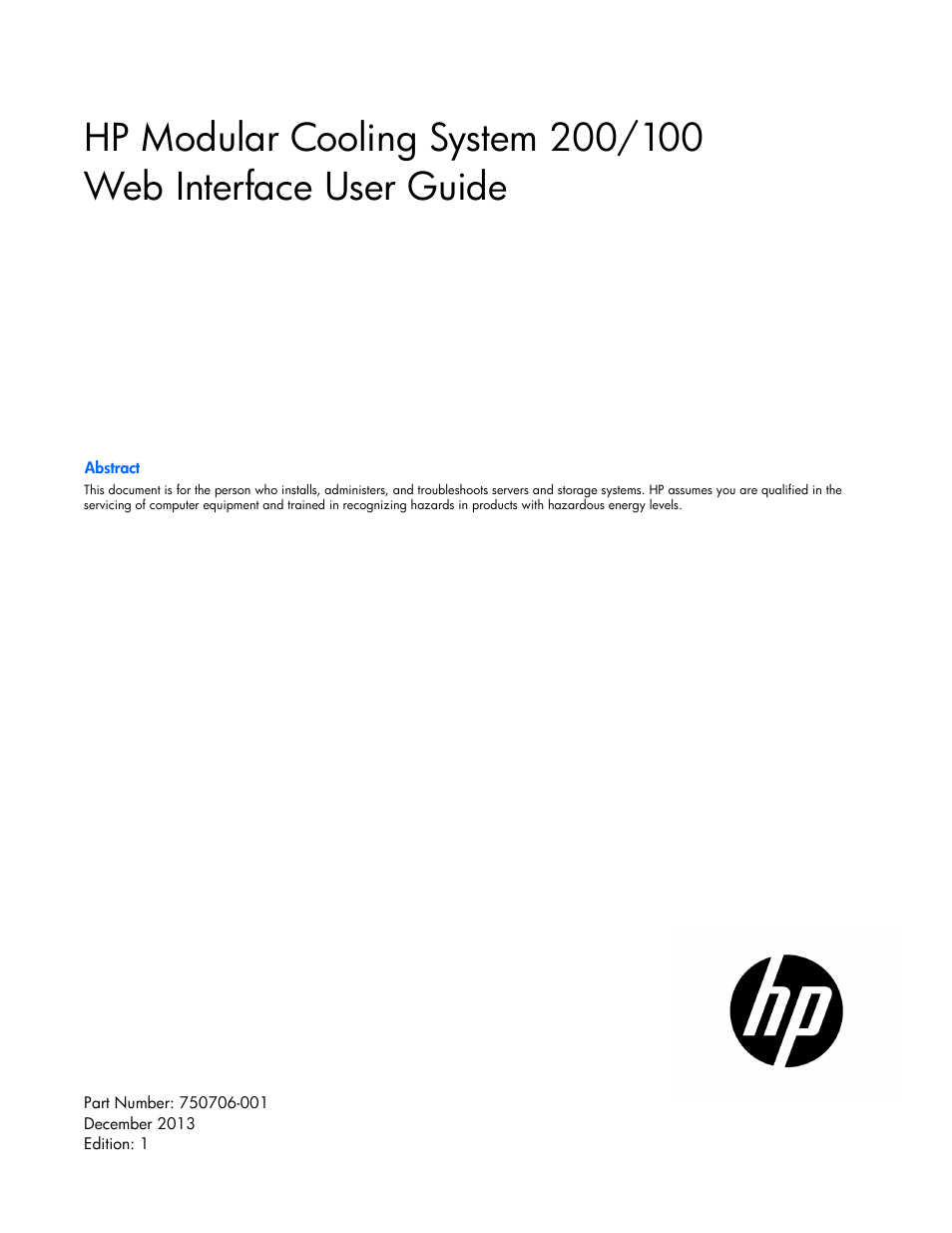 HP Modular Cooling System User Manual | 54 pages