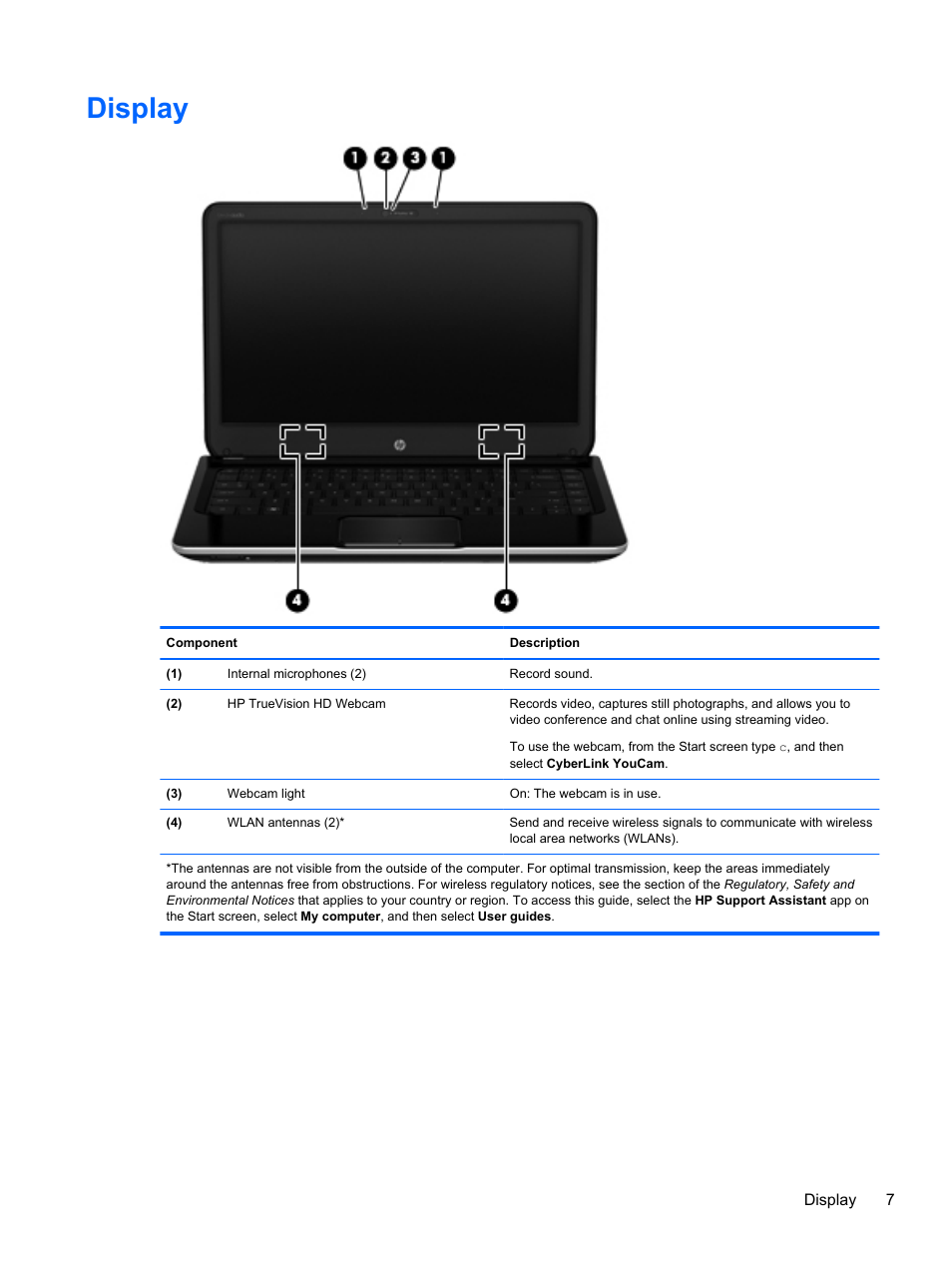 Display | HP ENVY dv4-5213cl Notebook PC User Manual | Page 17 / 89