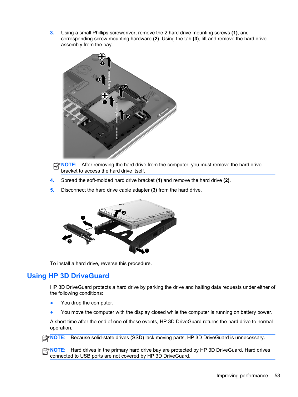 Using hp 3d driveguard | HP ENVY dv4-5213cl Notebook PC User Manual | Page 63 / 89