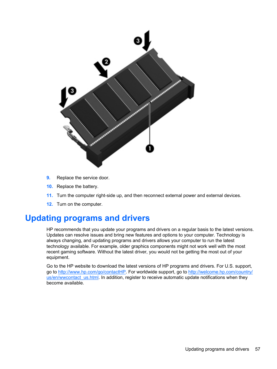 Updating programs and drivers | HP ENVY dv4-5213cl Notebook PC User Manual | Page 67 / 89