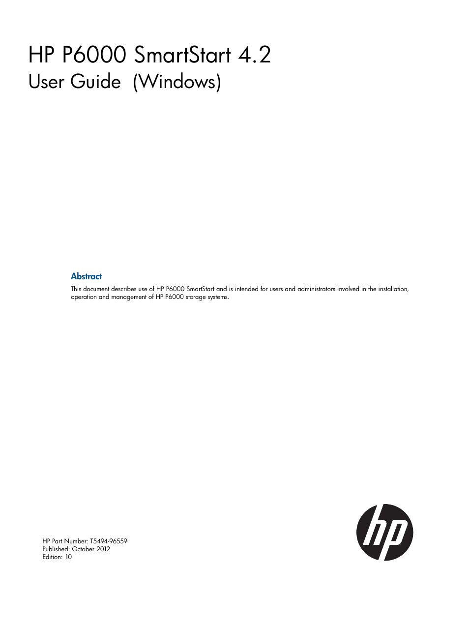 HP P6000 SmartStart Storage Software User Manual | 43 pages